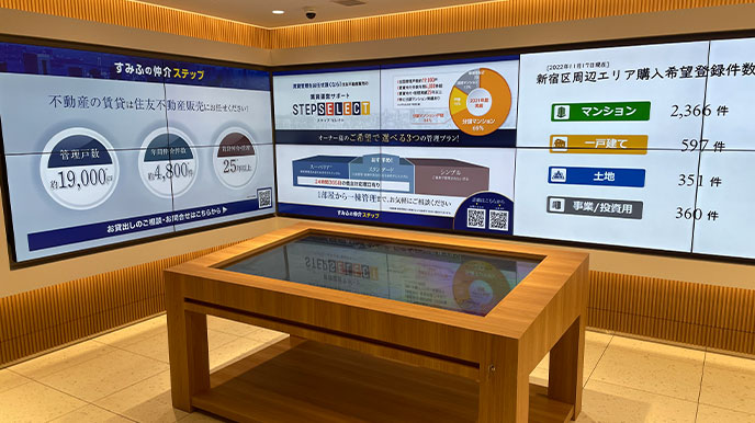 シティテラス横浜の店頭パネル＆デジタルサイネージ